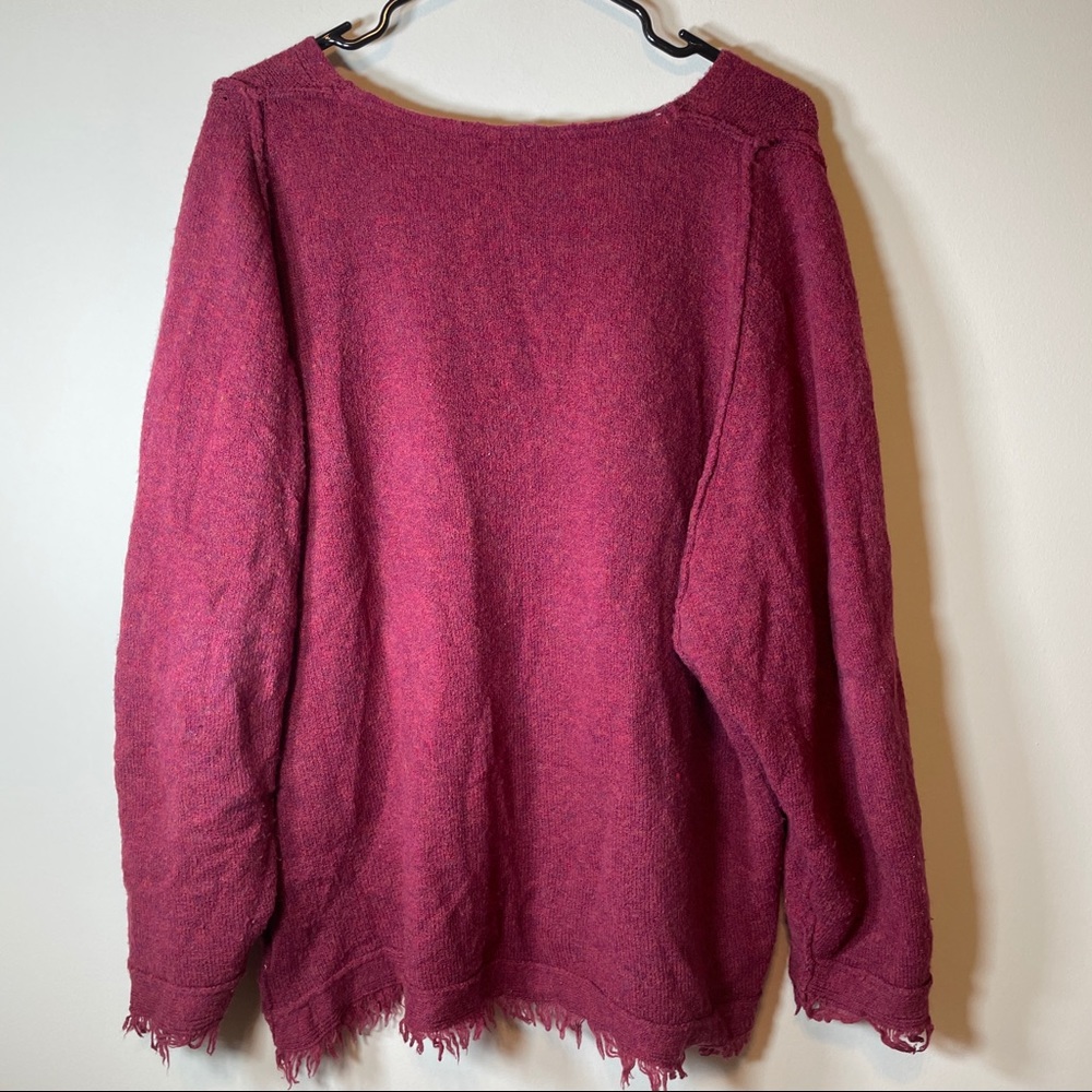SOLD Free People Irresistible Fringe Burgundy Sweater Size M - Picture 7 of 14